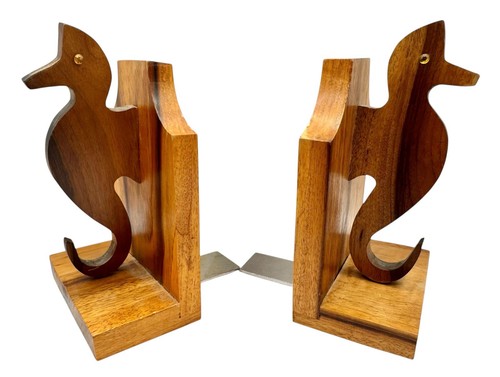 Set vintage wood - of, bookends