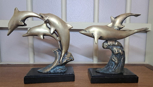 Vtg gatco solid brass dolphin - brass,