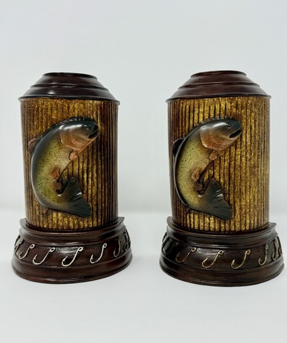 Vintage wooden fish bookends - vintage,
