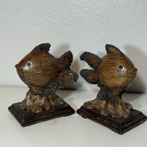 Pair carved wood look - of,